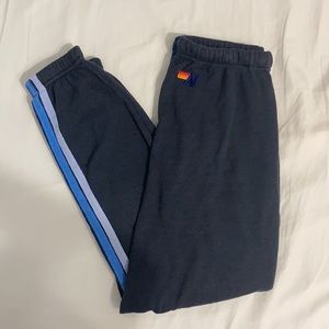 Aviator Nation charcoal blue 5 stripes sweatpants